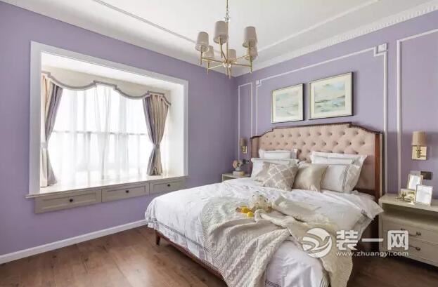 宜昌128平三居室美式婚房装修 蓝紫色搭配浪漫